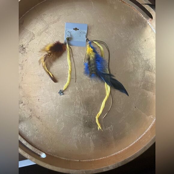 Feather earrings/ boho earrings/ western earrings/ statement earrings - Picture 3 of 5